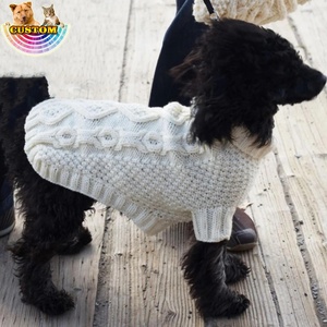 Qqgift Tùy Chỉnh Cổ Điển Cáp Con Chó Áo Pdf Đan Mô Hình Xương Motif Con Chó Con Áo Len Jumper Aran 10ply Worsted Tải Về - Product Image 1