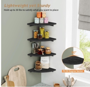 كتاب خشبي مستدير صغير أسود حديث عائم ، رف كتب صغير لغرفة النوم - Product Image 6