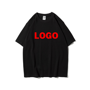 Kelas berat 300g 100% katun pria kasual kaus lengan pendek kustom cetak Logo ukuran besar warna Solid rajutan leher kosong - Product Image 3