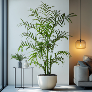 Cây xanh mô phỏng đuôi cá cọ nhân tạo trong nhà/ngoài trời PE nhựa trang trí nội thất với chi nhánh nồi cho phòng khách trang trí - Product Image 4