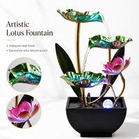 Fontaine d'eau LED Lotus, décoration d'intérieur en résine, cascade cascadeante pour la maison, le bureau, la décoration de jardin zen