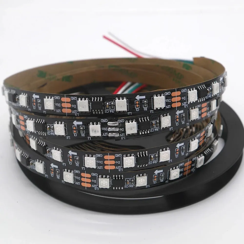 2811 5050 RGB LED şerit işık 12V WS2811 IC 30 LEDs/m piksel programlanabilir bireysel adresli esnek diyot şerit bant lambası