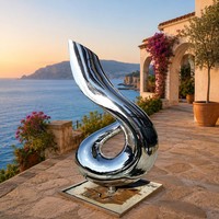 Sculpture cinétique moderne en acier inoxydable entièrement personnalisable, grande taille, finition polie, thème musical pour la Fête Nationale