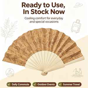 Precio de Fábrica QM, Abanico Español de Corcho Natural de 23 cm, Abanico de Corcho Español con Tela de Corcho para Promociones - Product Image 6