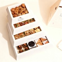 Boîte à emporter pour boulangerie, recyclable, de qualité alimentaire, pour gâteaux sucrés, biscuits, emballage alimentaire à plusieurs étages