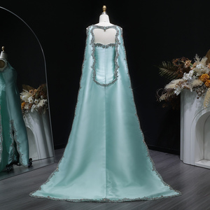 Sharon Said SS503 Elegante Abito da Sera Verde Menta Stile Arabo a Sirena con Mantella e Spacco Laterale <span class=keywords><strong>per</strong></span> Matrimoni e Feste - Product Image 6