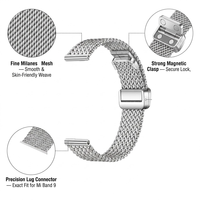Bracelet de montre en maille d'acier inoxydable mince de 14 mm avec fermoir magnétique pliable pour Xiaomi Mi Band et montre intelligente Garmin