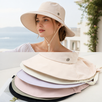 Chapeau Bob Crème Uni pour Femme, à Large Bord en Coton, Chapeau de Soleil Minimaliste, Chapeau de Pêcheur, Logo Brodé Personnalisé, Usage Quotidien