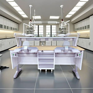 Table d'établi <span class=keywords><strong>de</strong></span> <span class=keywords><strong>laboratoire</strong></span> dentaire gris clair <span class=keywords><strong>de</strong></span> grande taille plan <span class=keywords><strong>de</strong></span> travail en métal ignifuge pour les techniciens dentaires scolaires et hospitaliers - Product Image 1