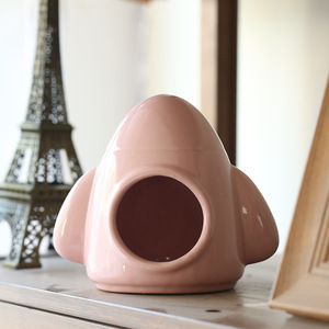 Ceramic Rocket House Small Hamster Hideout Cooling <b>Nest</b> Pet <b>Bed</b> Summer Cooler Bedroom Accessory - Product Image 1