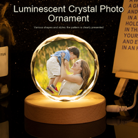 Ornements créatifs en cristal 3D sculpté pour cadeaux d'anniversaire, lettrage personnalisé DIY, décorations pour bébés, ornements de bureau LED