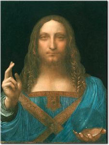 Reproduction sur toile de la célèbre peinture à l'huile Salvator Mundi, 1500, de Léonard de <span class=keywords><strong>Vinci</strong></span>, 100% peinte à la main, œuvre d'art pour la maison ou l'hôtel - Product Image 1