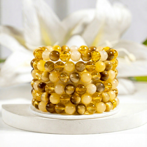 Wholesale Fashion SOLAR PLEXUS <b>Chakra</b> 8mm Heart-Shaped Beaded Crystal <b>Bracelet</b> Classic Style Multi-color Jewelry Meditation - Product Image 1