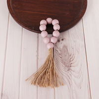 Anneaux de serviette en perles de bois Ychon avec pompons, boucles rustiques pour serviettes de table de mariage, décoration de fête de Noël, décoration bohème pour la maison