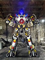 Patung Robot Transformer LED Besar untuk Taman / Dekorasi Seni Interaktif dengan Detail Mekanik yang Realistis