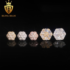 Nouvelle Collection – Boucles <span class=keywords><strong>d</strong></span>'oreilles tendance à visser en <span class=keywords><strong>argent</strong></span> sterling 925 plaqué or blanc, serties de moissanite et de diamants, style hip-hop, 10 mm et 12 mm - Product Image 2
