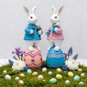 Adornos de Conejo de Pascua Transfronterizos, Conejo de Resina de Dibujos Animados con <span class=keywords><strong>Huevo</strong></span>, Suministros de Decoración para <span class=keywords><strong>el</strong></span> Día del Niño y Ambiente Festivo - Product Image 3