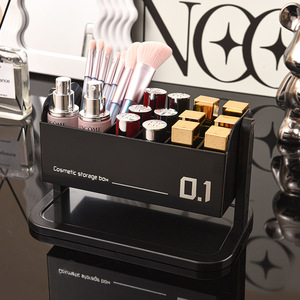 Cosmetic Storage <b>Box</b> Single Layer Desktop Makeup Organizer With Brush Holder And <b>Small</b> Item Tray For Beauty <b>Tools</b> - Product Image 3
