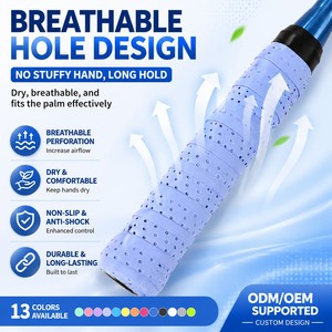60 Rollos de Cinta de Agarre para Raqueta, Coloridos, de PU Perforado, Antideslizantes, Absorbentes de Sudor, para Tenis, Bádminton, Squash, Pickleball - Product Image 3
