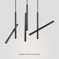 Lustre moderne Normcore LED Designer Petits restaurants cylindriques AC Cross-Border MY9630 Aluminium noir Longs luminaires suspendus
