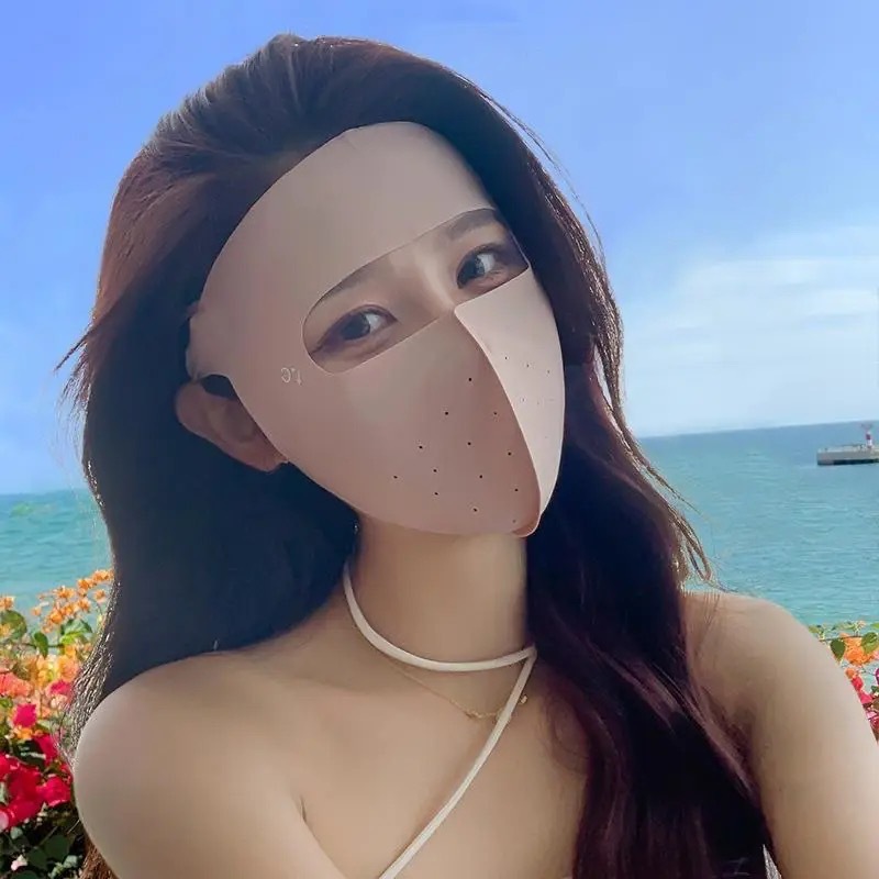 Masque facial/facekini en soie glacée [rose]