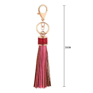 Custom Promotional Gifts Assorted Colors Bag Charms Garment Accessories PU Leather Tassel Keychain