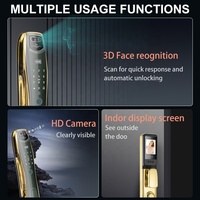 Kunci pintar pengenalan sidik jari wajah 3D, kamera kunci pintu Digital akses kartu kata sandi NFC kontrol aplikasi WIFI pintu kayu