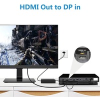 Cable HDMI a DisplayPort de 1.8M, 6FT, 4K 60HZ, Adaptador Convertidor HDMI 2.0 a DP con Cable de Alimentación USB para PS5, PS4 Pro, PC, Laptop