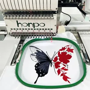 honpo高速电脑绣花机单头3D刺绣t恤和平刺绣终身技术支持
