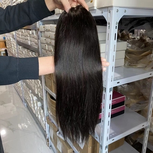 Listo para enviar: Topper de cabello humano europeo con cierre de encaje, cabello virgen liso sedoso, 150% de densidad, base mono semicuadrilátera. - Product Image 1