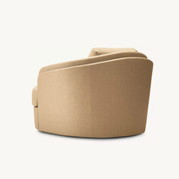Fauteuil Club Moderne de Luxe Pivotant à 360° avec Dossier Courbé, Revêtement Beige, Confortable, Mousse Haute Densité, pour Villa