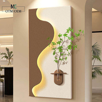 Peintures décoratives pour mur de fond de salon en grès, plantes hydroponiques, peinture décorative LED