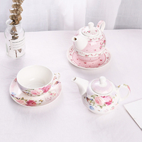 Coffret cadeau de thé floral en céramique pour une personne, ensemble théière et tasse vintage