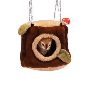 Lit pour petits animaux en forme <span class=keywords><strong>de</strong></span> souche d'arbre, nid suspendu pour lapin, cochon d'Inde, hamster, écureuil avec coussin amovible - Product Image 3
