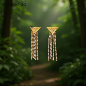 ต่างหูระย้าชุบทองลายพู่สำหรับงานปาร์ตี้ - Product Image 3