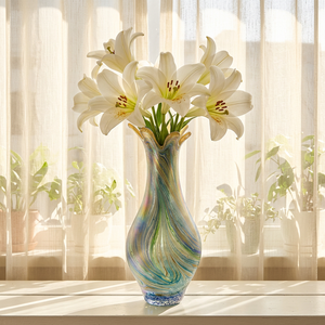 European Style Metallic Hand Blown Large Size Color <b>Glass</b> Customized Tabletop Vase for Home Office and Wedding Decor - Product Image 6