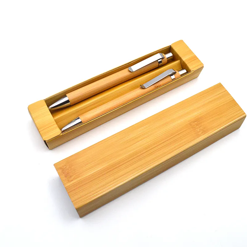 Factory price high quality promotional friendly engrave logo Bamboo Point pen with case
