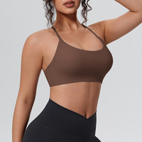 Nouveau soutien-gorge de sport push-up respirant à bretelles croisées, en nylon double face uni, à maintien élevé et ajusté, pour le sport transfrontalier