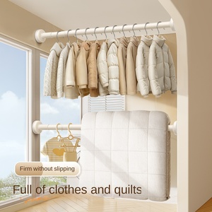 Tige télescopique en acier inoxydable <span class=keywords><strong>sans</strong></span> trou Tige de séchage des vêtements <span class=keywords><strong>sans</strong></span> clou Cintre Tige de suspension pour rideau Quincaillerie de garde-robe - Product Image 6