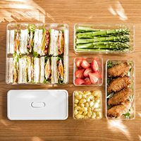 Boîte de rangement rectangulaire en plastique pour réfrigérateur, transparente, empilable, pour la conservation de la fraîcheur des aliments, pour la viande et les fruits