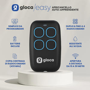 Télécommande d'ouverture de porte de garage Gloca Easy 433 MHz auto-apprenante 4 canaux sans code roulant design minimaliste en plastique - Product Image 3