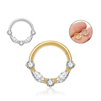 Cincin hidung dari paduan titanium G23, anting zircon marquise mewah ringan, cincin bibir, perhiasan tindik modis, aksesori hidung.
