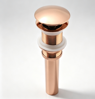 Bonde de lavabo universelle de luxe moderne en laiton massif, anti-fuite, finition or rose, pour salle de bain