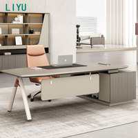 Bureau de direction moderne et luxueux Liyu, convertible, grand format, autoportant, en bois avec tiroirs