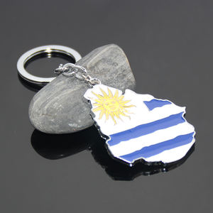 Llavero de Metal con Mapa de <span class=keywords><strong>Uruguay</strong></span>, Recuerdo Personalizado de <span class=keywords><strong>Uruguay</strong></span>, Regalo de Celebración Uruguaya, Llavero de Viaje con Bandera Esmaltada - Product Image 2