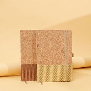 Wholesale A5 Custom Cork Texture Cover Hardcover PU Leather Notebook Journal Logo Color Printed Thread <b>Sewing</b> Bound 80-180 - Product Image 2