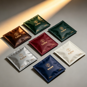 Sachets d'emballage portables vierges personnalisés, blancs, pour café 10g, en aluminium mat, sans valve ni fermeture éclair, pour mini-café filtre - Product Image 1