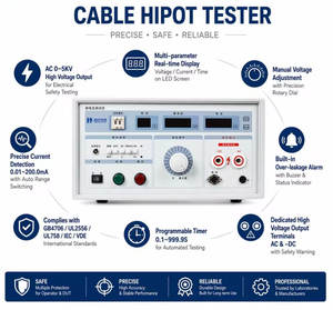 <b>HD</b> Hipot Withstand Voltage Insulation Tester LCD Display 200mA Leakage Current Timer for <b>Cable</b> Wire Appliance IEC VDE - Product Image 4