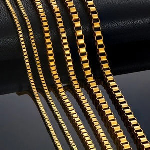 Collier chaîne carrée en acier inoxydable couleur or, épaisseur 2 mm/3 mm/4 mm, pour hommes et femmes, bijoux classiques, 14 à 40 pouces - Product Image 6