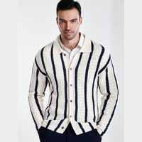 Cardigan en tricot pour homme, hiver, anti-plis, anti-boulochage, motif rayé vintage, boutonné devant, décontracté, manches longues, mode ODM